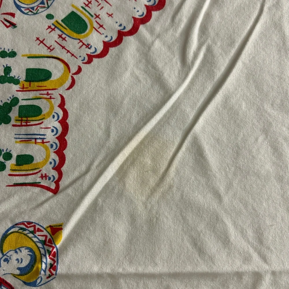 Vintage Style 100% Cotton Tablecloth 50x46 Mexico Scenes